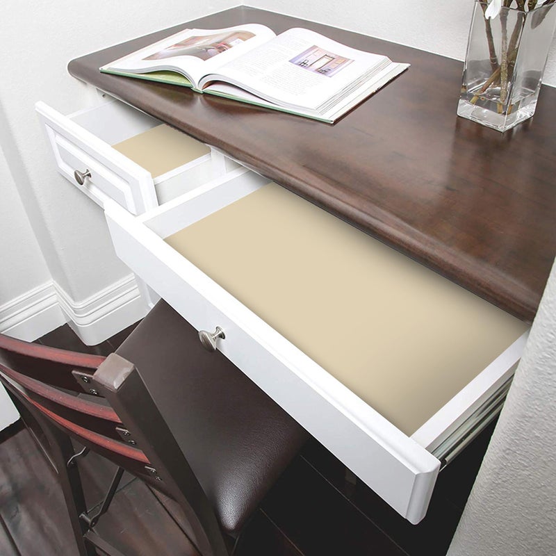 Smart Design Bonded Grip Shelf Liner - 12 Inch x 10 Feet - Non Adhesive, Strong Grip Bottom, Easy Clean Kitchen Drawer, Cabinet, Cupboard Dresser Protector Cover, Non Slip Rubber Mat - Taupe - Image 2